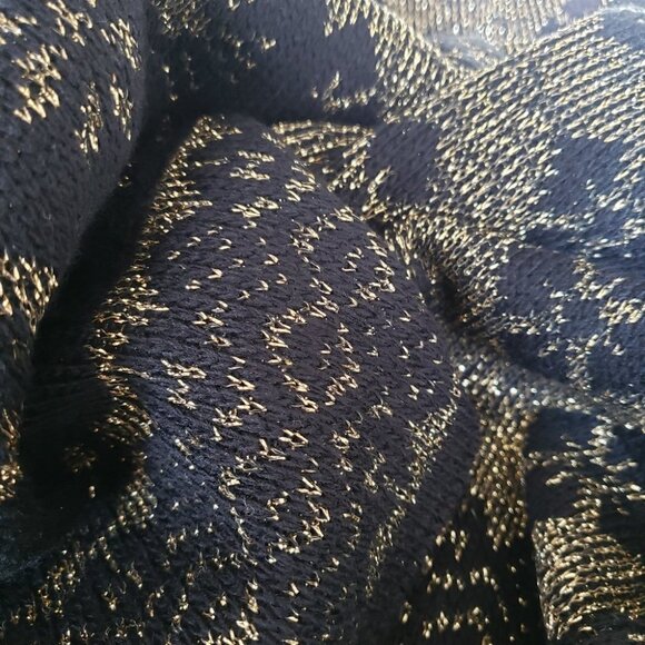 VINTAGE UGLY CHRISTMAS SWEATER-Black Gold Round Neck -SIZE 22W- 1980'S - Picture 9 of 12